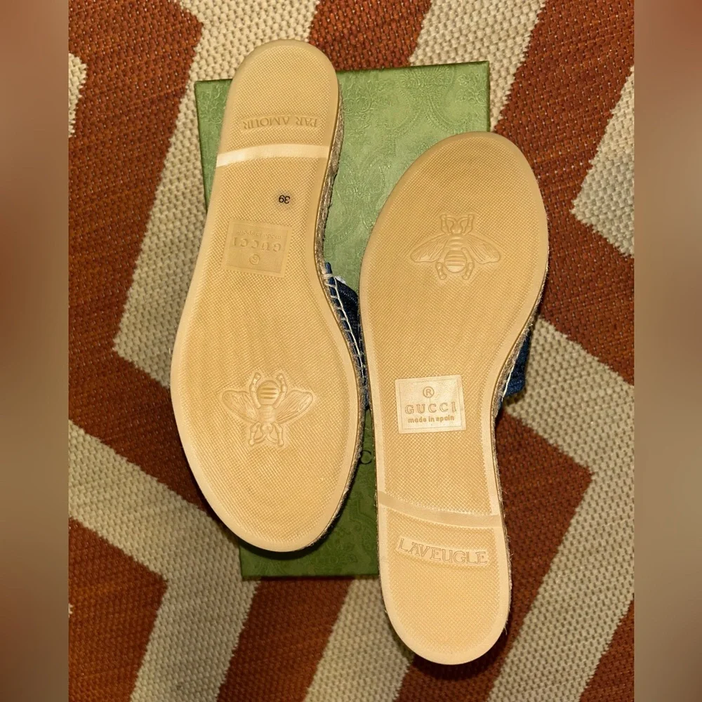 Gucci- Pilar GG denim espadrille sandals - Picture 4 of 8